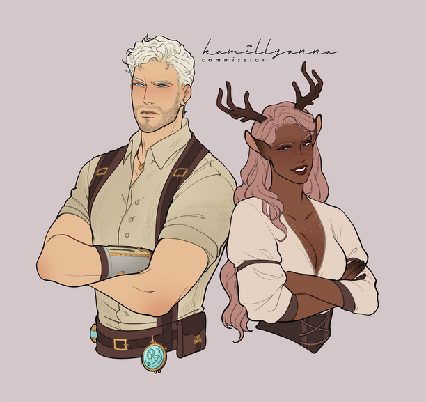 illustrated for @decusworkshop - flat color bust, 2 characters = $95 total