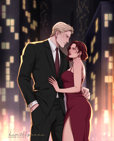 illustrated for @chloecpenaranda - half body, 2 characters, scenery background = $260